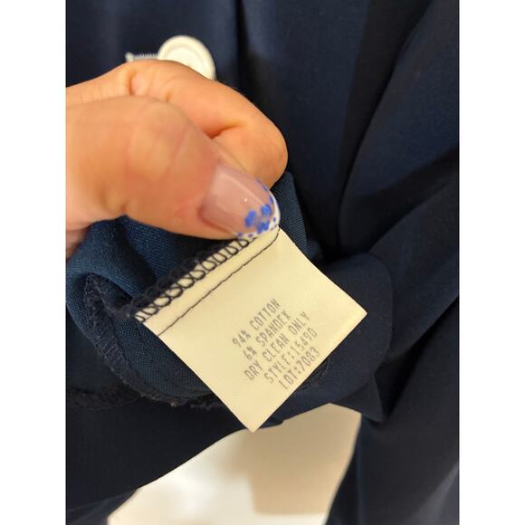 Ilyse Hart Ltd Navy Blazer Old Money Jackie Kennedy Preppy Quiet Luxury Cotton M - Picture 3 of 4